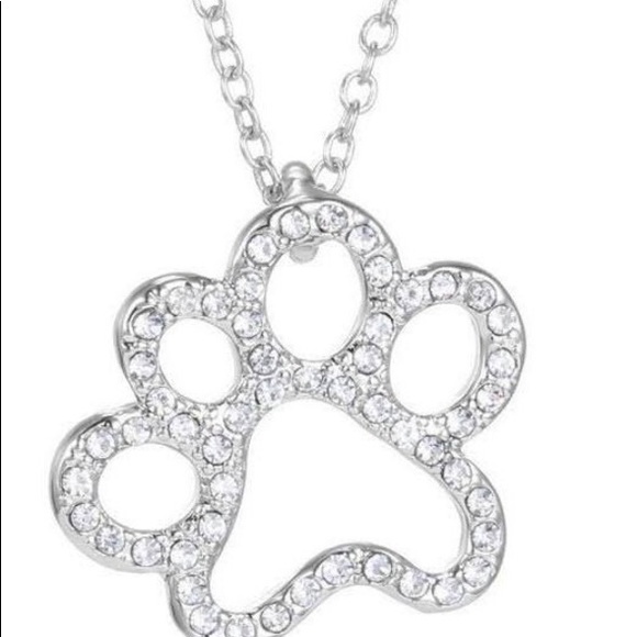 Necklace Paw Print in Rhinestones ! ADORABLE ! - Picture 7 of 15